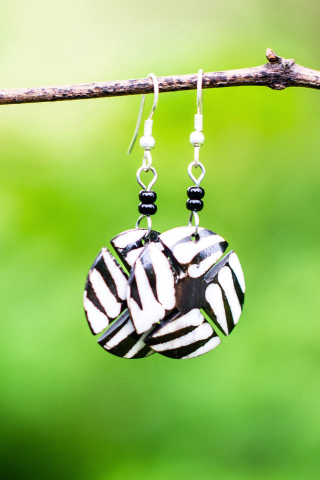 Atieno Earrings | Black & White - Nyora Beads