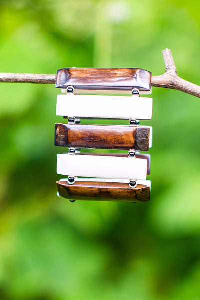 Nashamba Bracelet | Brown & White - Nyora Beads